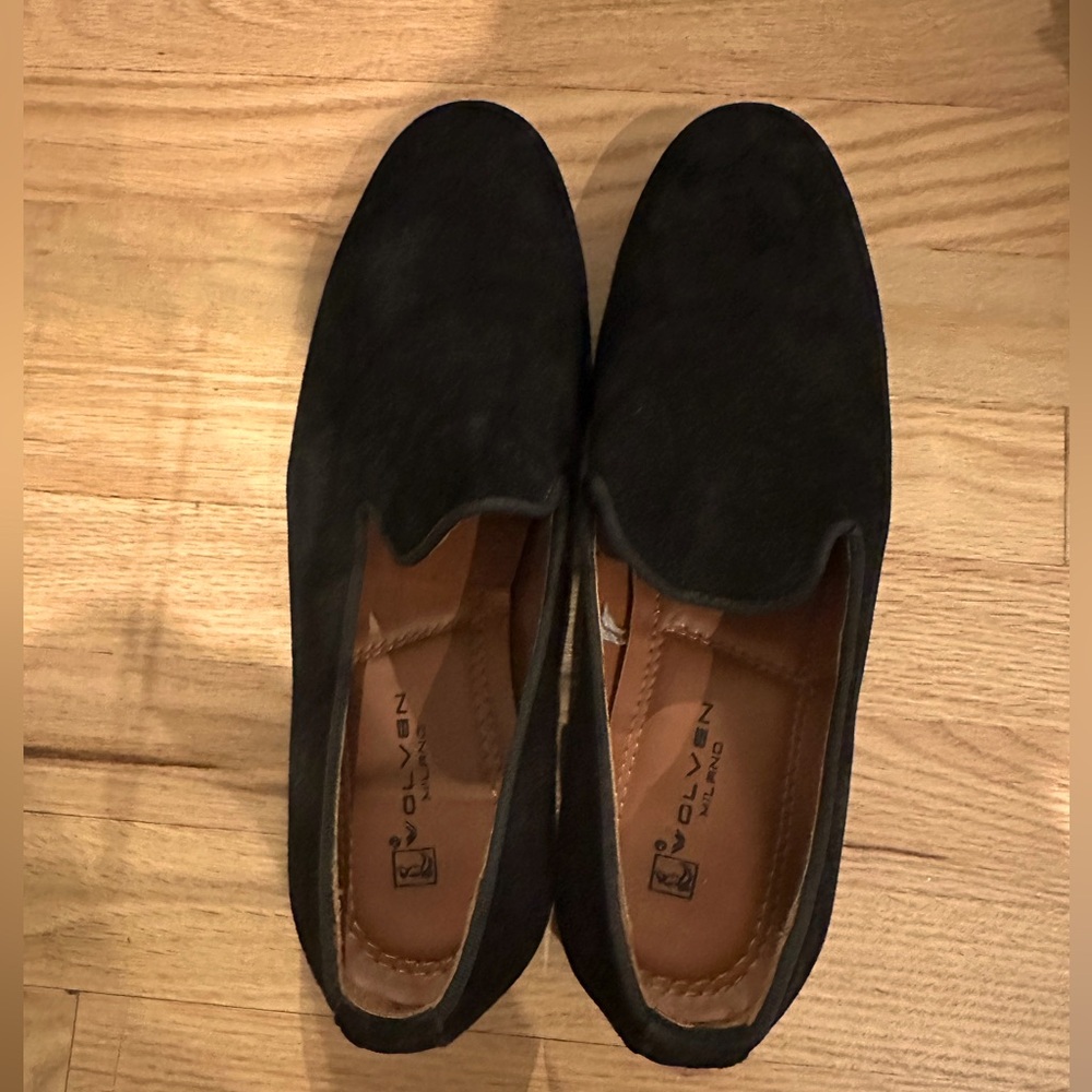 Wolven Black Suede Loafers Slip-Ons Minimalist Design